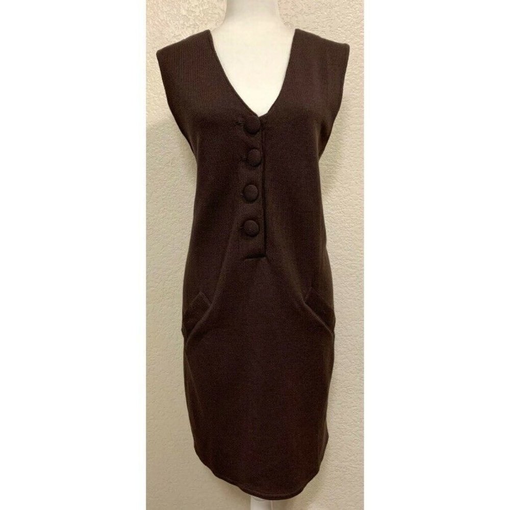 Metropolitan New York Vintage 90s/Y2K Brown Knit Button Pocket Dress